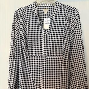 J. Crew Black and White Checkered Women's Button Down Shirt